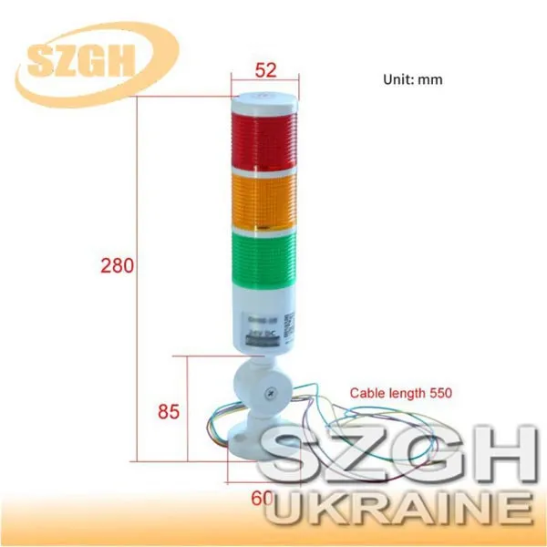 Триколірний світлодіодний попереджувальний ліхтар PT-50-3T-J для верстата ЧПУ Триколірний світлодіодний попереджувальний ліхтар PT-50-3T-J для верстата ЧПУ